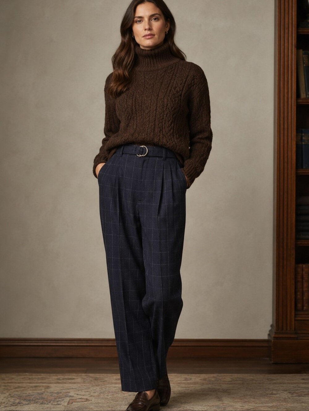 Guideboat Ply the Waters Wool-Cashmere Pleated High Waist Wide Leg Pants Sz 8